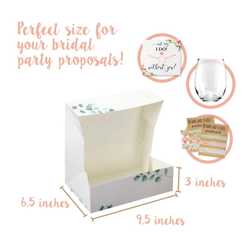 Pop Fizz Designs Bridesmaid Proposal Box Set - 6 Pack with 1 Maid of Honor and 5 Bridesmaid Boxes - Greenery with Rose Gold Foil - Image 5